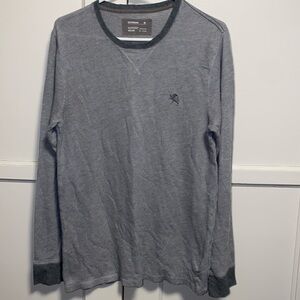 Express Medium Gray Long Sleeve Thermal Ribbed Sweatshirt
